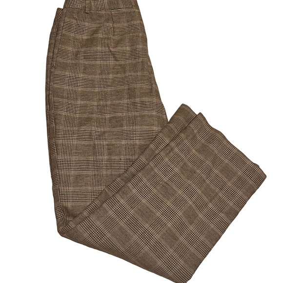 L.L. Bean Pants - L.L. Bean Women Brown Plaid Cotton Weekend Trouser SZ 12